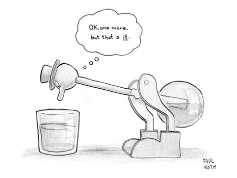 12092013-paul-noth-a-bobbing-duck-toy-is-dipping-its-beak-into-a-glass-of-water-new-yorker-cartoon