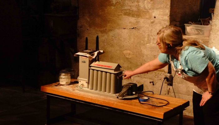 Demonstrating the explosive past for Minneapolis flour mills.