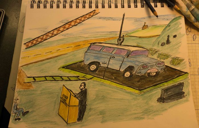 As the crane slowly lowered the casket-laden truck into the hole, the widow leaned over and whispered “He loved that ’58 Chevy Suburban more than anything or anyone.” And then, quietly, “That should hold him.” [Excerpt from a short story in progress.]